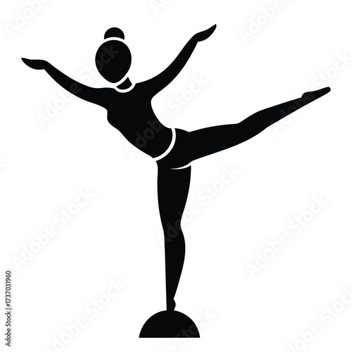 gymnast balancing silhouette vector icon