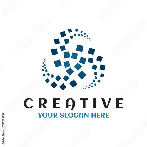 abstract vector logo design graphic template. swirl vector illustration. dotted whirl spiral