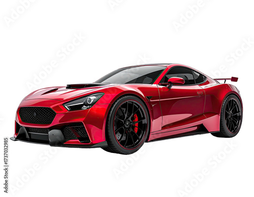 Sleek red sports car, front view