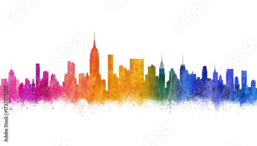 Colorful New York City Skyline