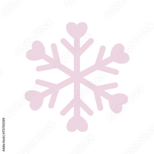 Pink Heart Snowflake Vector Illustration for Winter and Love Theme