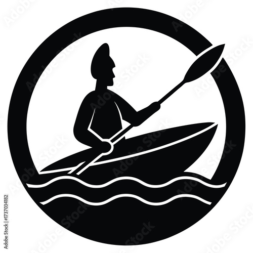 kayaker silhouette vector icon