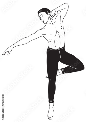 Graceful Dancer's Pose: A ballet dancer showcases an elegant, graceful pose, embodying artistry, discipline, and poise. 