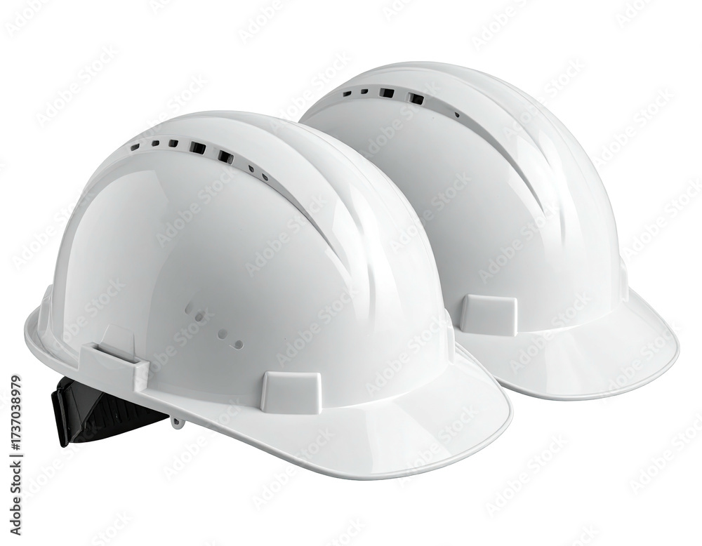 Fototapeta premium Two white safety helmets