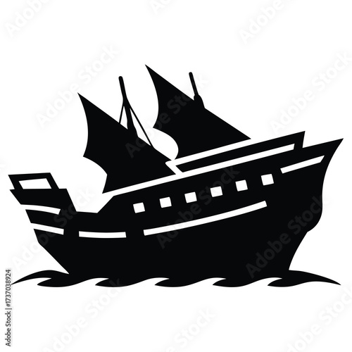shipwreck silhouette vector icon