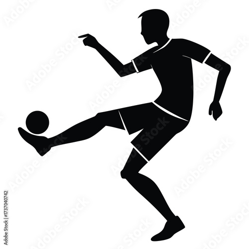 soccer player kicking silhouette vector icon