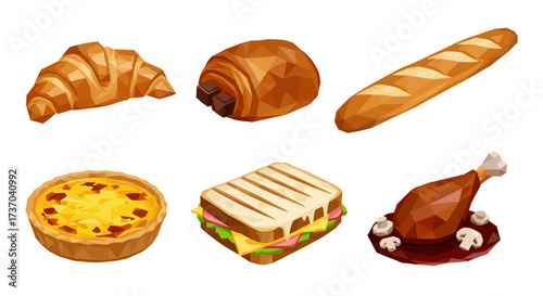Vector art of a collection of delicious baked goods and food items