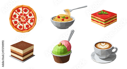 Vector art of collection of italian food and desserts