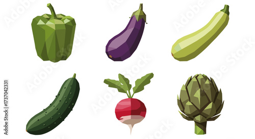 Vector art of collection of six fresh vegetables
