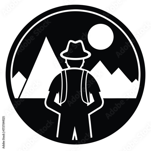 tourist silhouette vector icon
