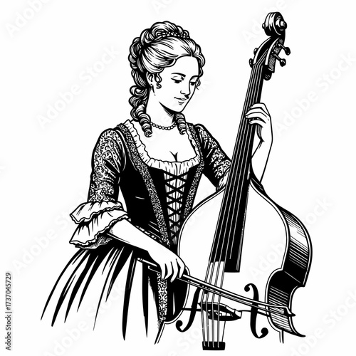 18th Century Woman Playing a Cello