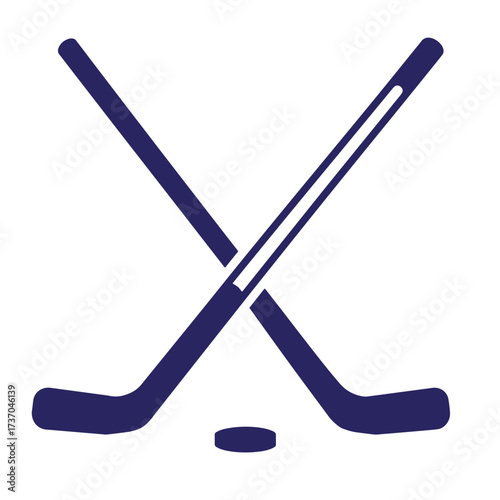 Illustration of crossed hockey sticks and a puck ready for a sports match or logo