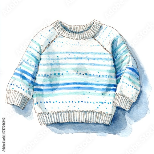 Watercolor illustration of a baby sweater