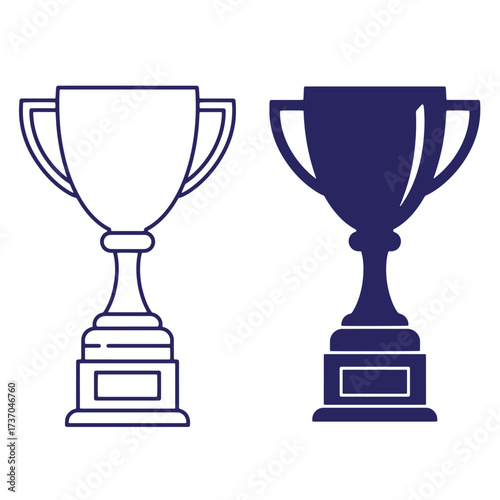 Minimalist trophy icons depicting success achievement and winning in simple outlines