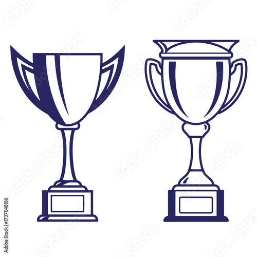 Simple vector illustration of two award winning trophies representing achievement and success