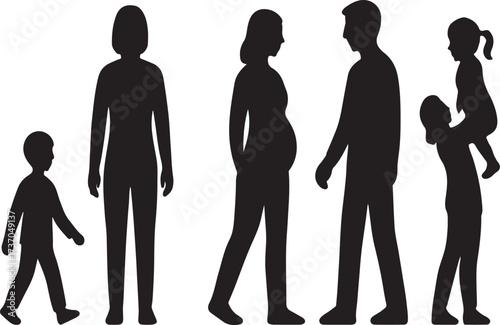 Family Silhouette: A touching depiction of family, illustrating the bonds of love and togetherness through the elegant simplicity of shadows and shared moments. 