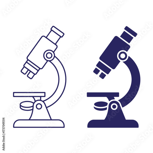 Simplified vector illustration of a microscope displaying medical science and laboratory concepts