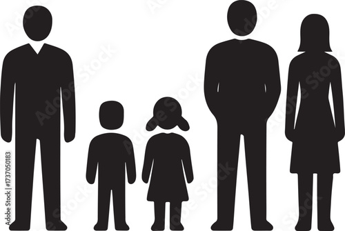 Silhouette of Family: This minimalist illustration features a silhouette of a family, conveying unity, connection, and the essence of familial bonds.