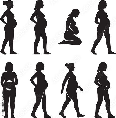 Expecting Life: Silhouette forms depict the stages of pregnancy in an evocative art piece, celebrating the journey of motherhood.