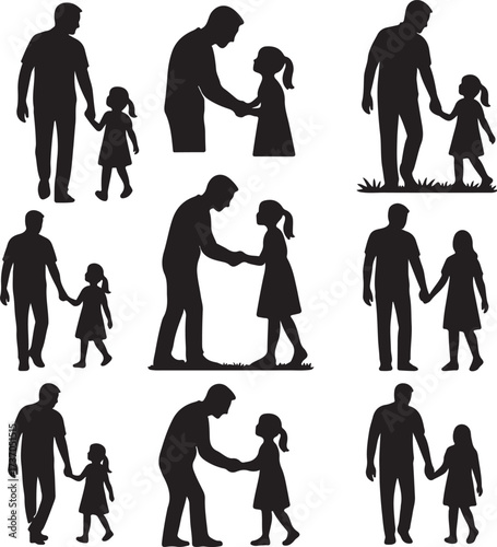 Father-Daughter Bond Silhouette Collection: Silhouette portrayals of a father and daughter, capturing the heartwarming essence of family connection.