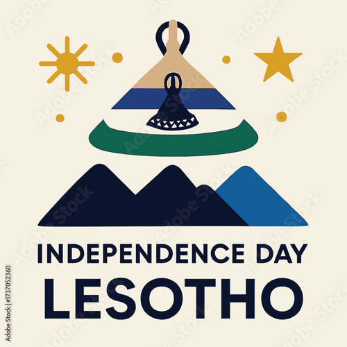 Independence Day Lesotho Flat Multi-Element Illustration