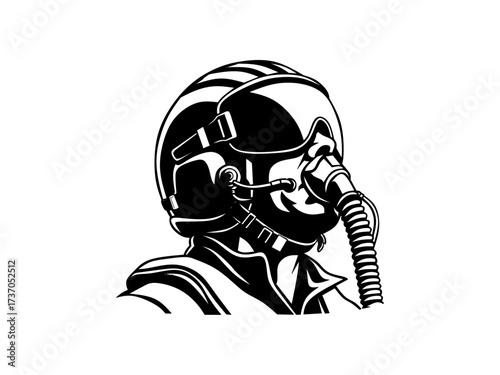 silhouette vector of fighter pilot