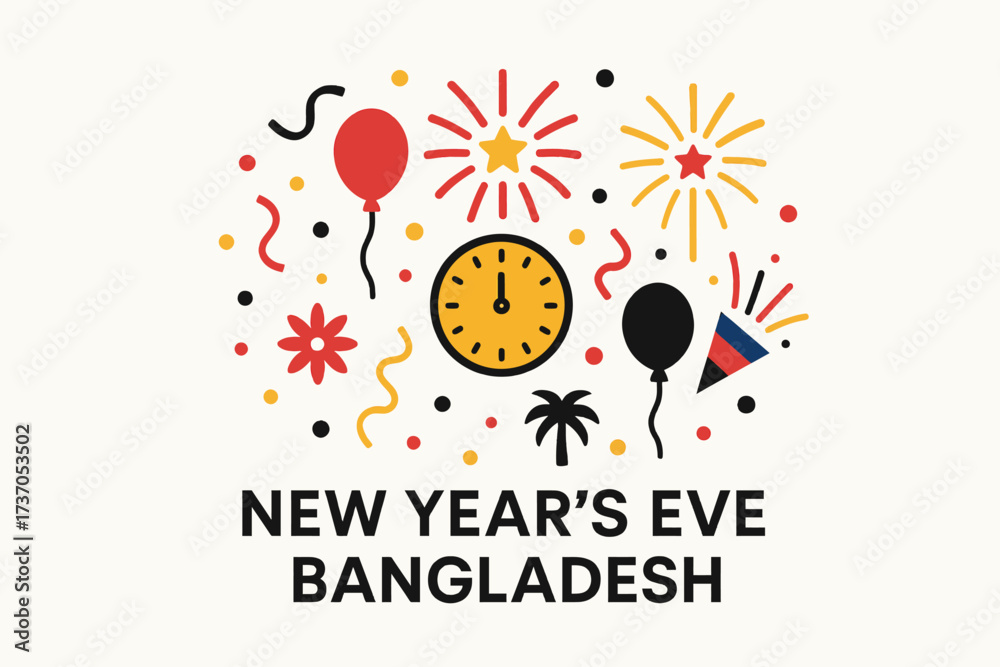 Obraz premium New Year’s Eve Bangladesh Illustration