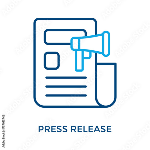 Press Release Icon Outline Color Style. Vector Illustration For Graphic Design