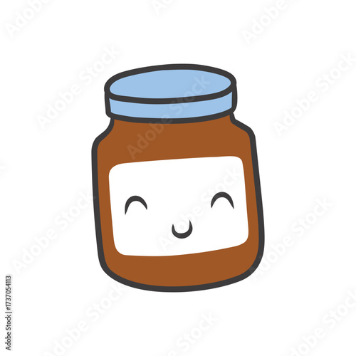 Cute Kawaii Peanut Butter Jar Vector Illustration