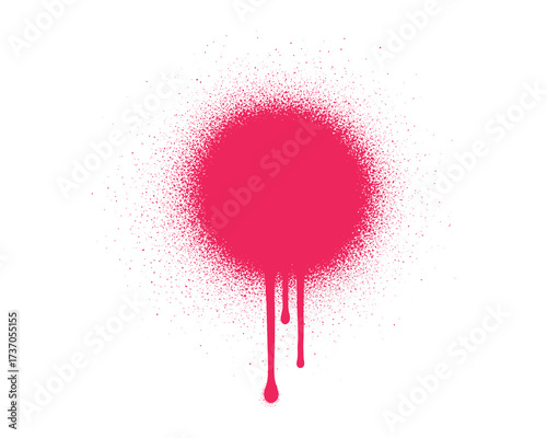Pink spray paint vector blob with drip effects