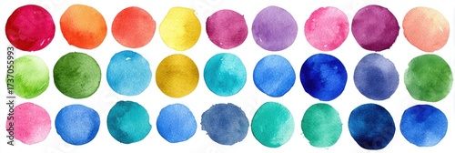 Colorful watercolor circles on white background (2)