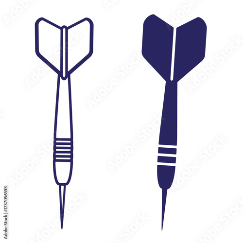 Two stylized dart icons in blue showcasing a simple vector design ideal for sports