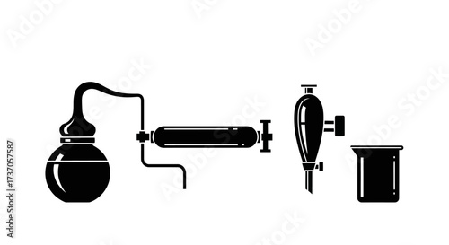 Laboratory Equipment Illustration Scientific Tools for Experiments in Black and White