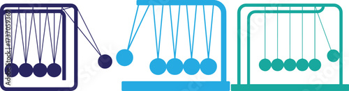 Newton’s cradle illustration showing motion, energy, and balance, representing physics, science, force, and momentum concepts in modern education, business, and innovation design.