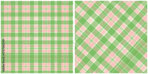 Green and Pink Plaid Fabric Textures