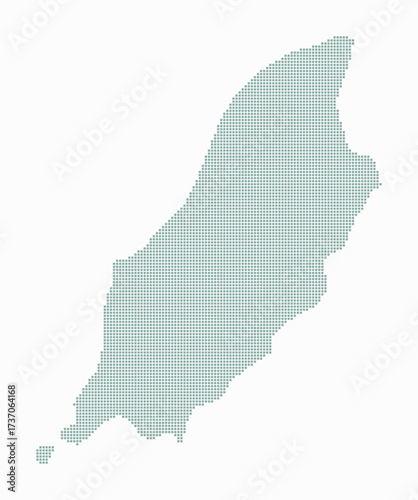Isle of Man dotted map. Digital style map of the country on white background. Isle of Man shape with square dots. Colored dots style. Small size squares. Amazing vector illustration.