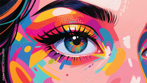 Colorful Beautiful Eyes of Women Illustrator Artwork Banner Background Design Template 