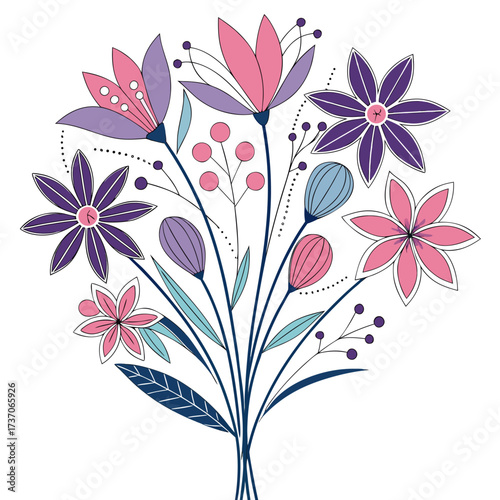 Vector art of bouquet of flowers