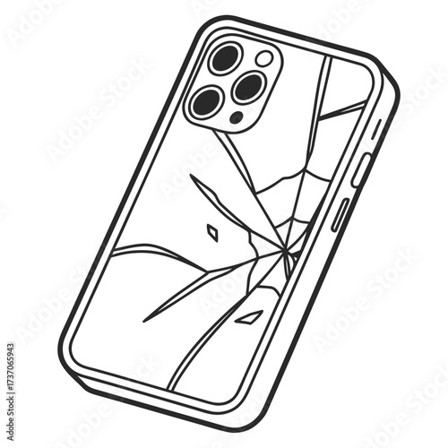 Vector art of broken smartphone isolated on white