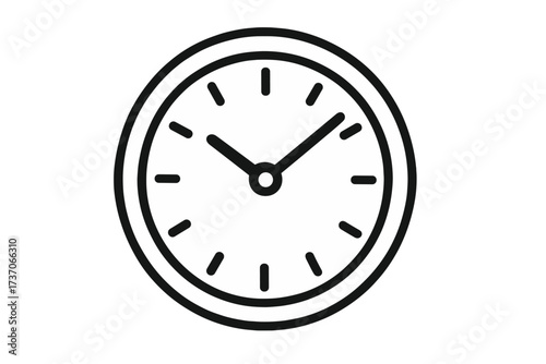 Simple clock icon for time management. Linear vector illustration of a watch. Concept of deadline, schedule, and punctuality. Outline symbol for timer or chronometer.