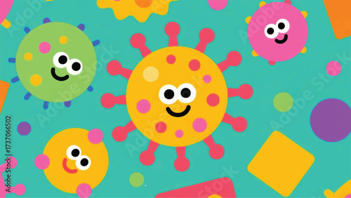 Smiling Virus Illustrator Artwork Banner Background Design Template 