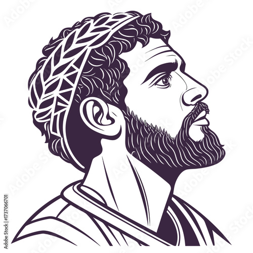 Vector art of marcus aurelius portrait, isolated