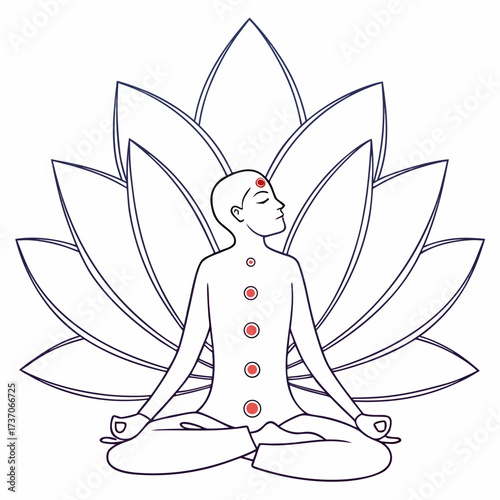 Vector art of meditating person isolated on white