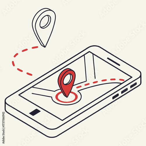 Vector art of phone with map