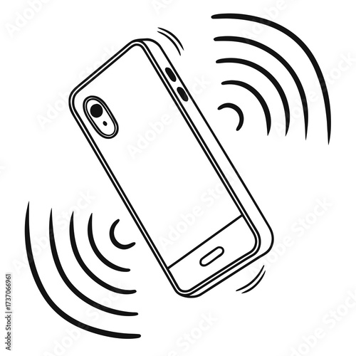 Vector art of ringing phone isolated on white