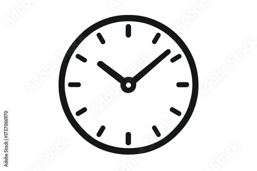 Clock icon for time concept. Simple flat vector of a watch pictogram. Graphic element for timer, deadline, schedule, or countdown. Analog timepiece for time management sign.