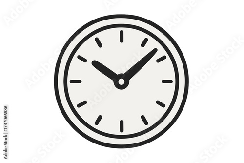 Clock icon vector illustration. Simple flat line art design of a wall clock. Time symbol for business, deadline, schedule, and time management. Watch face graphic element.