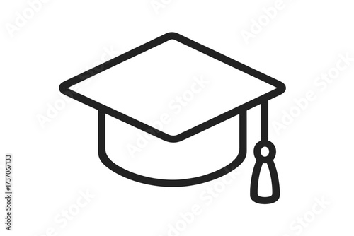 Graduation cap icon. Academic hat symbol for university and college graduate. Education, learning, and knowledge concept. Vector illustration for ceremony and success. Mortarboard.