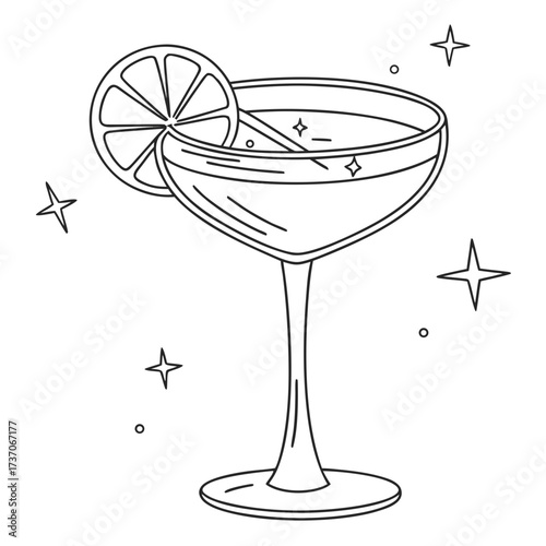 Vector art of sparkling cocktail isolated on white