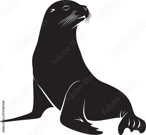 A black and white illustration of a seal.